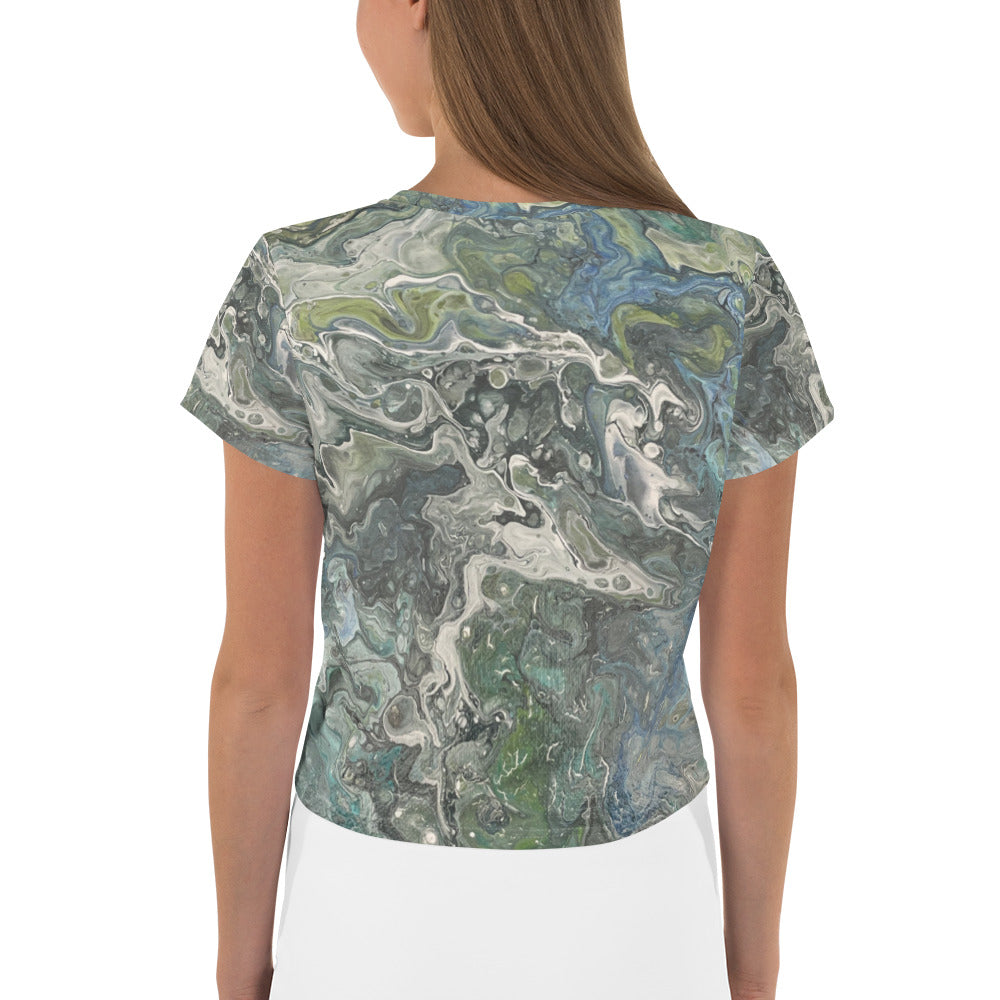 Serenity Crop Tee - Original Art Design - Embrace Tranquility