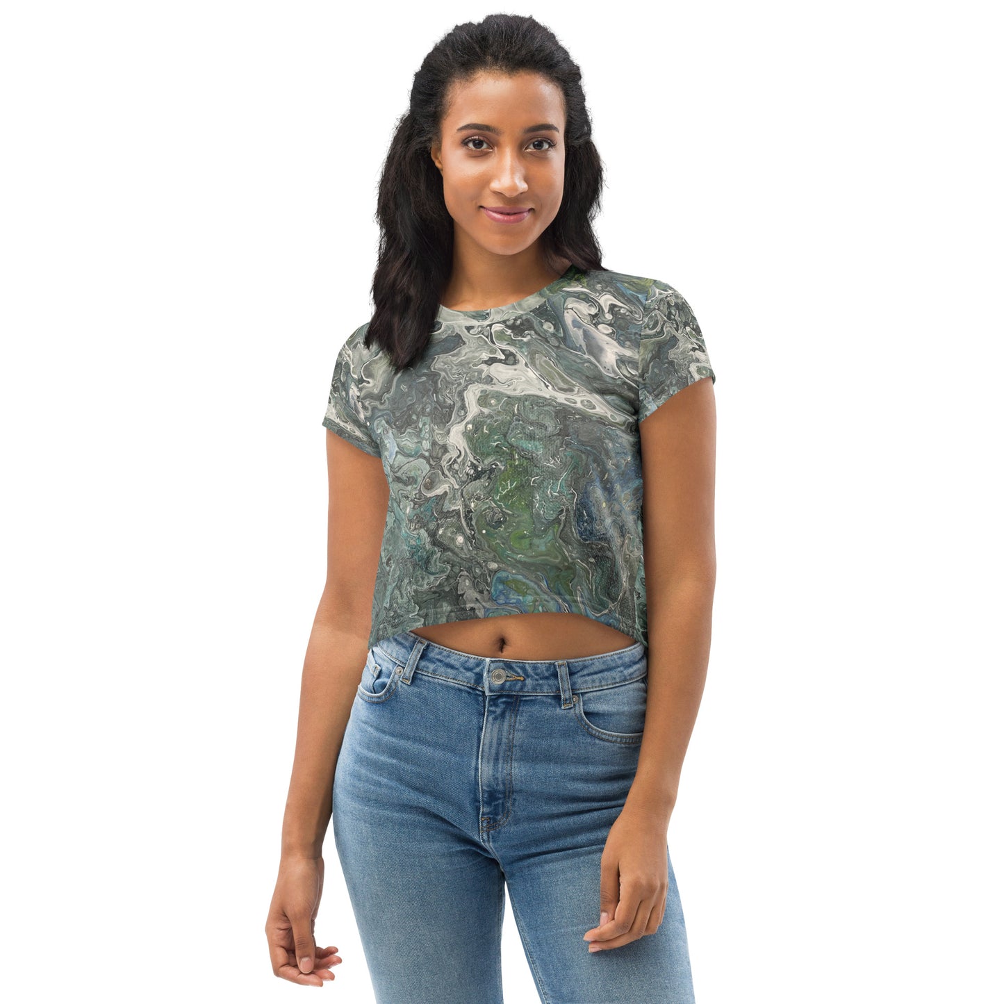 Serenity Crop Tee - Original Art Design - Embrace Tranquility