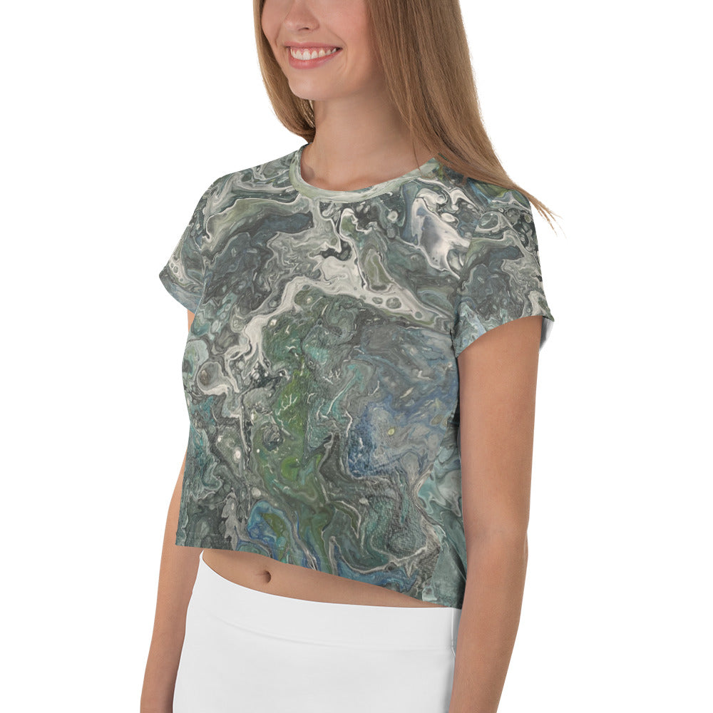 Serenity Crop Tee - Original Art Design - Embrace Tranquility