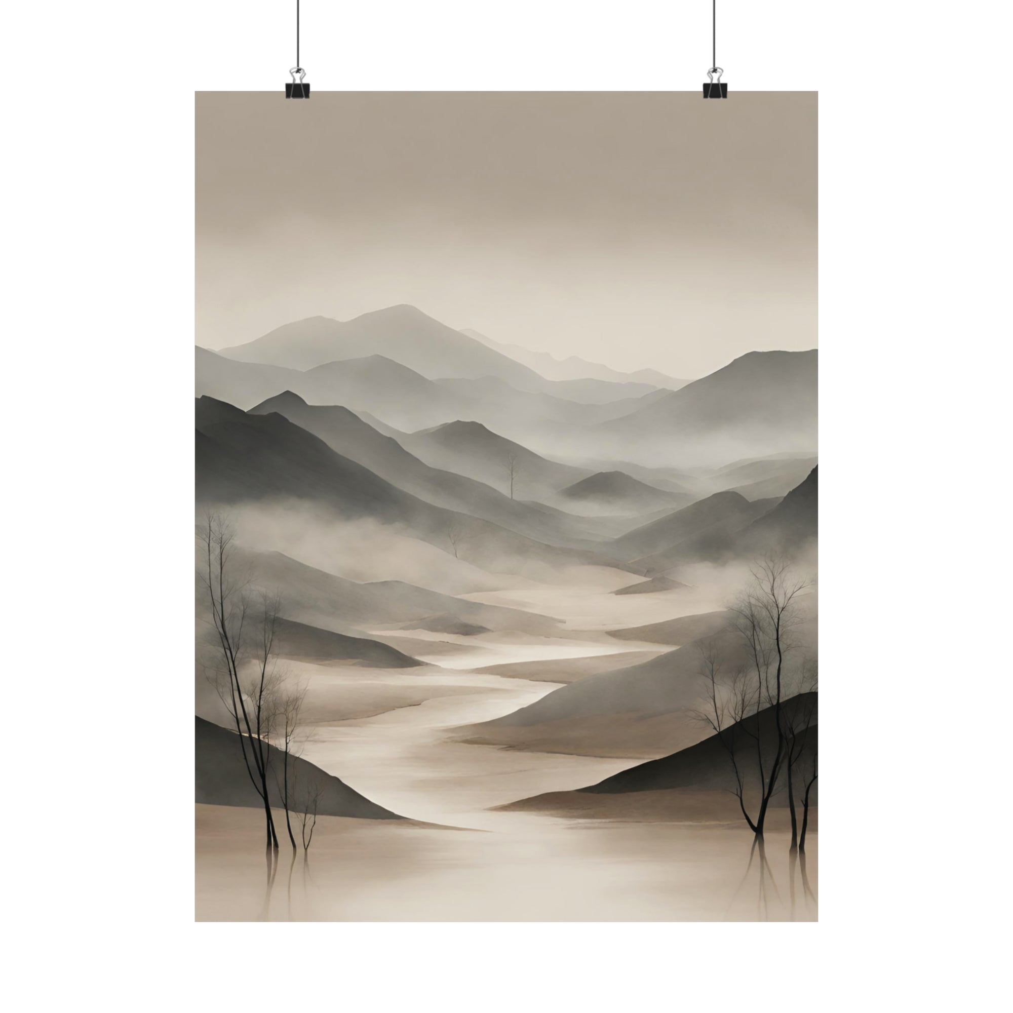 Moody Mysterious Series - Valley 1 - Matte Vertical Abstract Art Posters