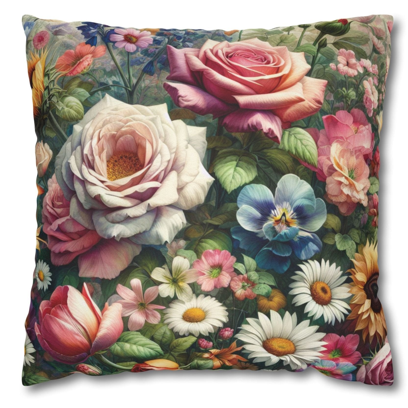 Stunning Floral Watercolor - Spun Polyester Square Pillow Case