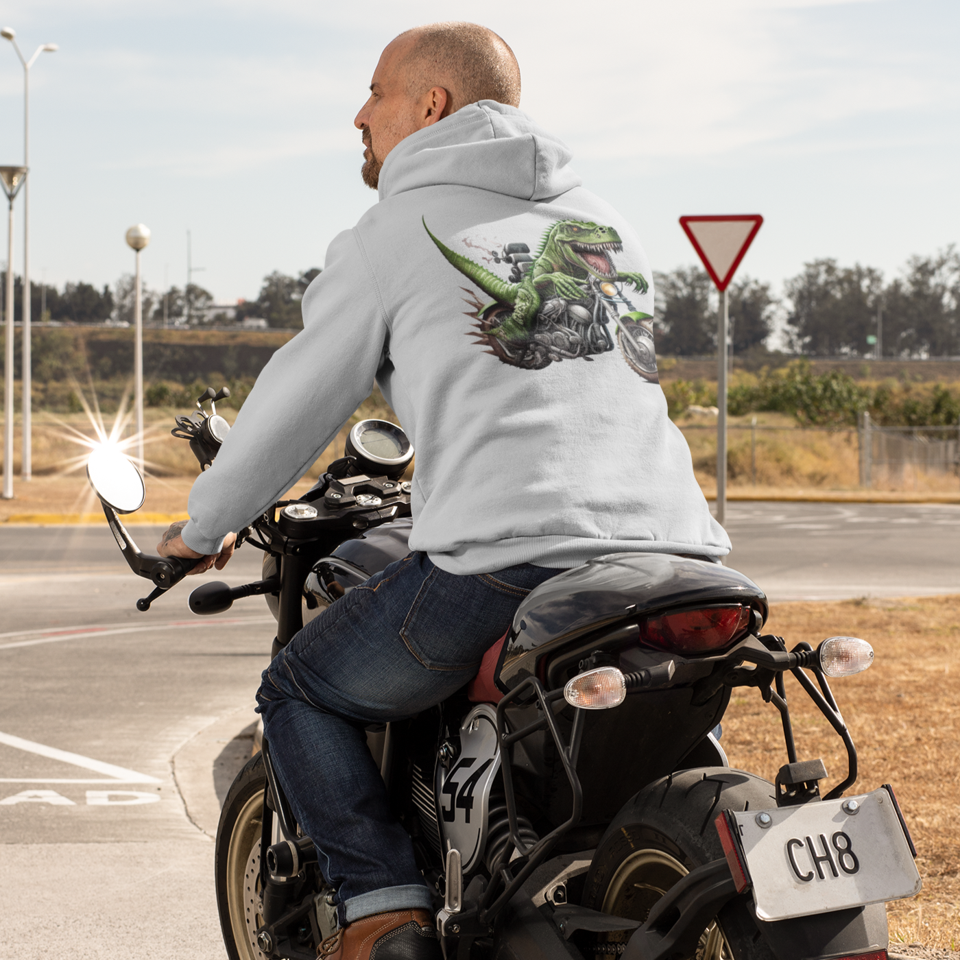 Dinosauria Collection 05 - Unisex Hoodie - Motorcycle Club Fun Hoodie - Gift for Dad