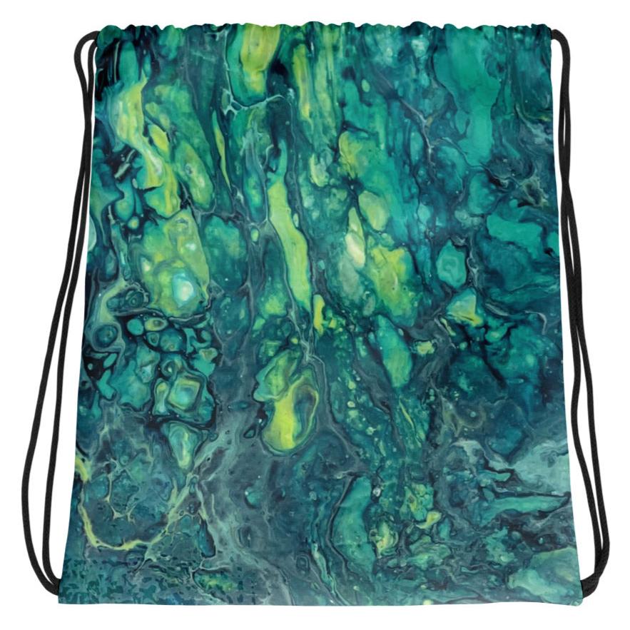 Caribbean Ocean 1 Drawstring Bag - Original Art Design - Dive Into the Depths of Style