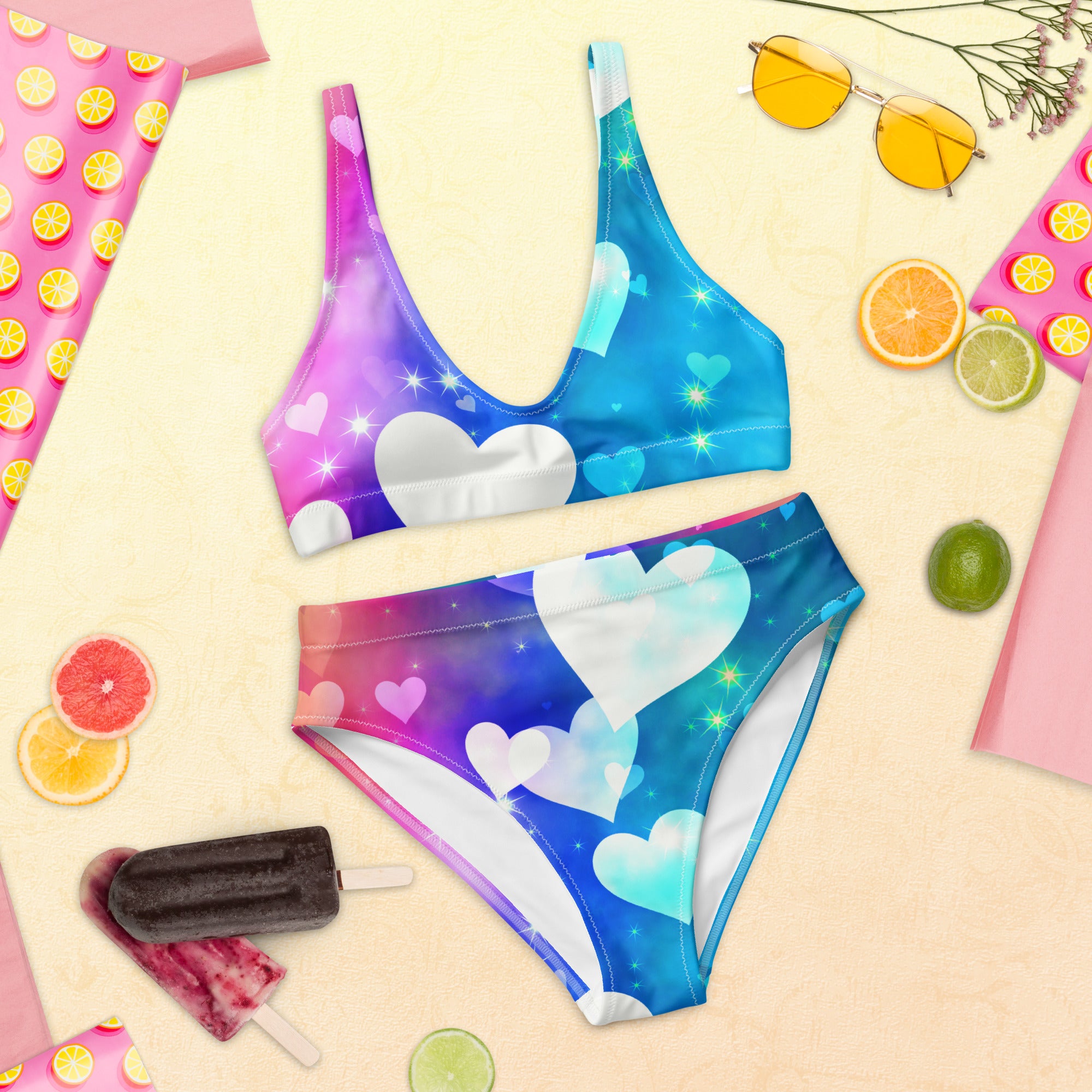 Fun in the Sun Collection - Hearts 01 - Recycled high-waisted bikini