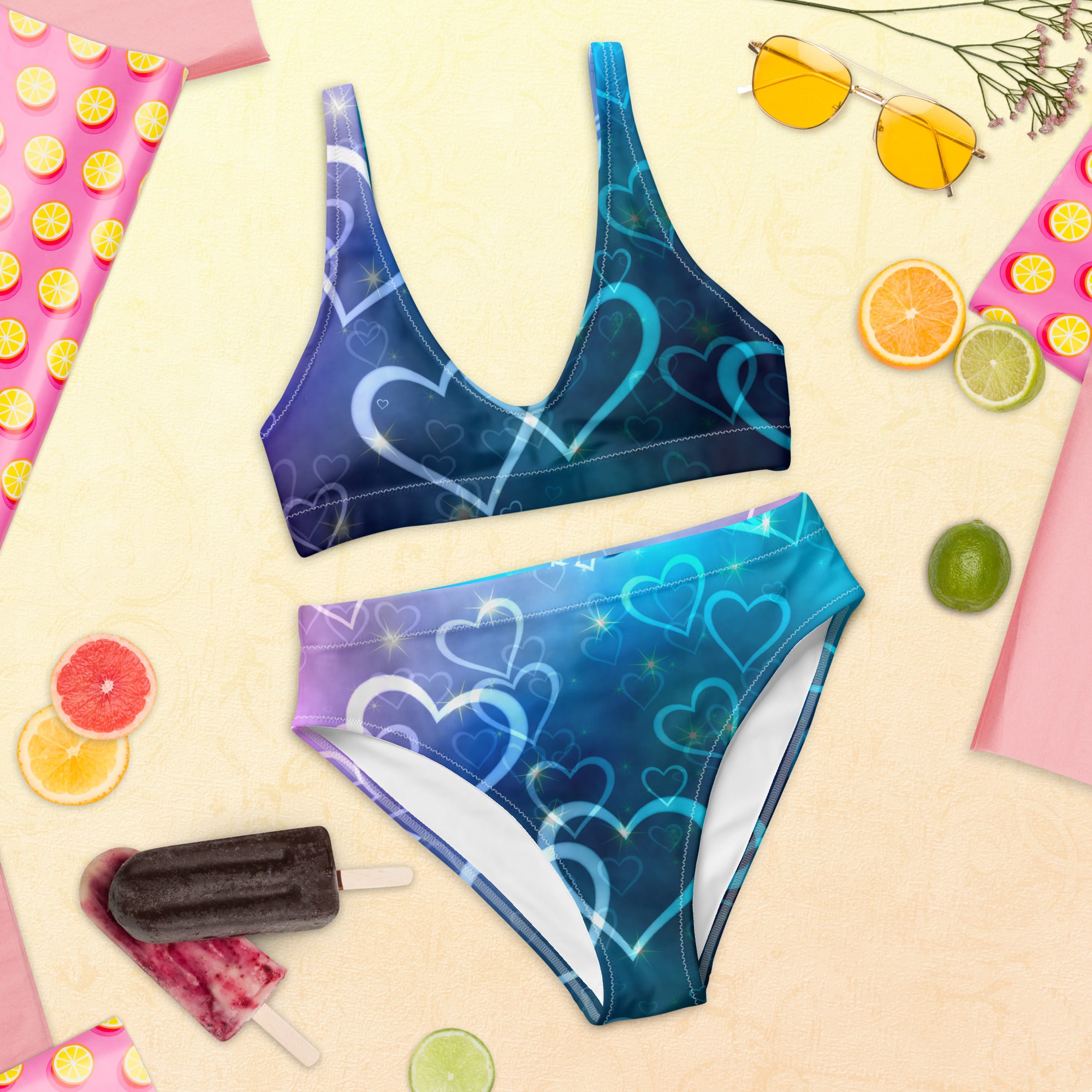 Fun in the Sun Collection - Hearts 07 - Recycled high-waisted bikini