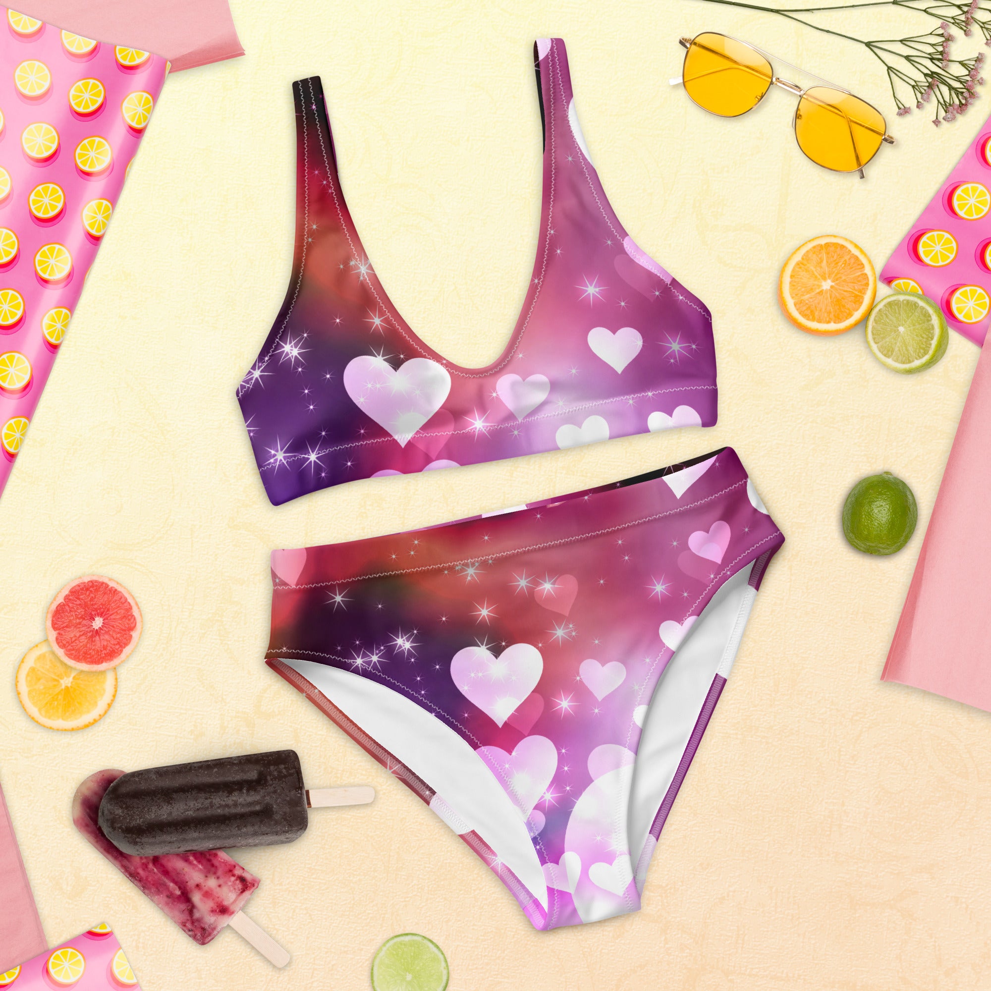 Fun in the Sun Collection - Hearts 13 - Recycled high-waisted bikini