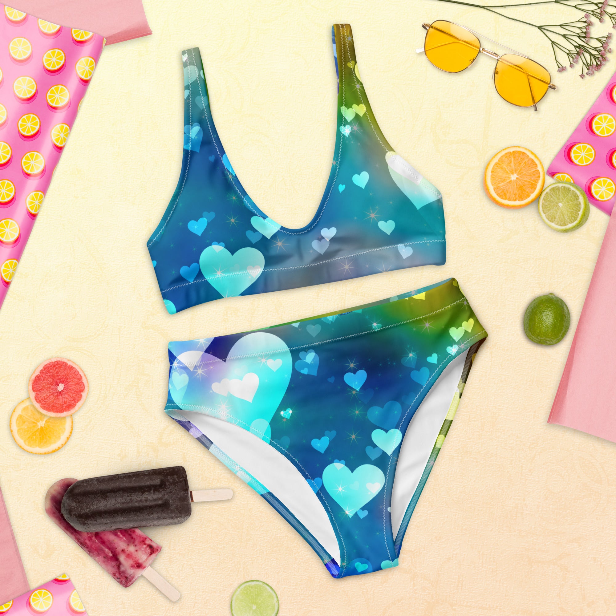 Fun in the Sun Collection - Hearts 14 - Recycled high-waisted bikini