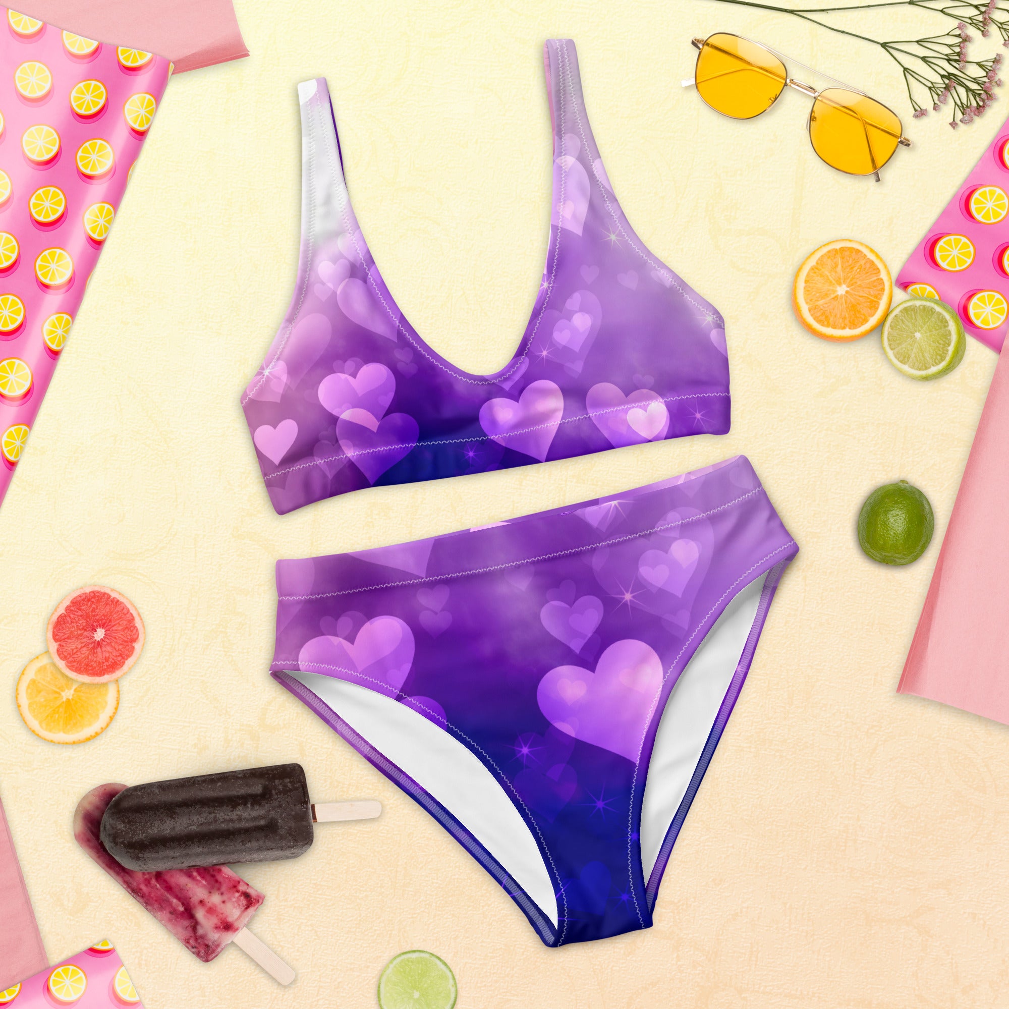 Fun in the Sun Collection - Hearts 16 - Recycled high-waisted bikini