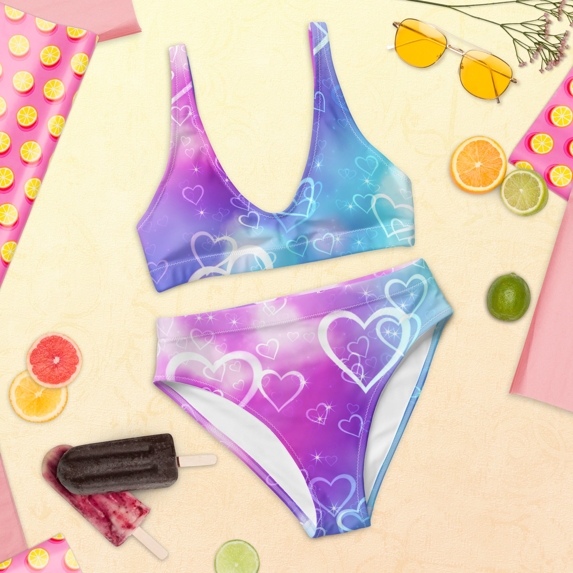 Fun in the Sun Collection - Hearts 02 - Recycled high-waisted bikini