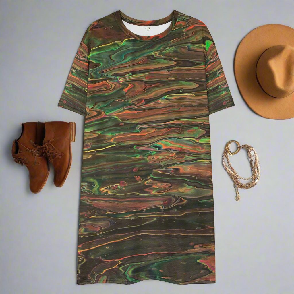 Forest T-Shirt Dress - Original Art Design - A New Take on Camouflage