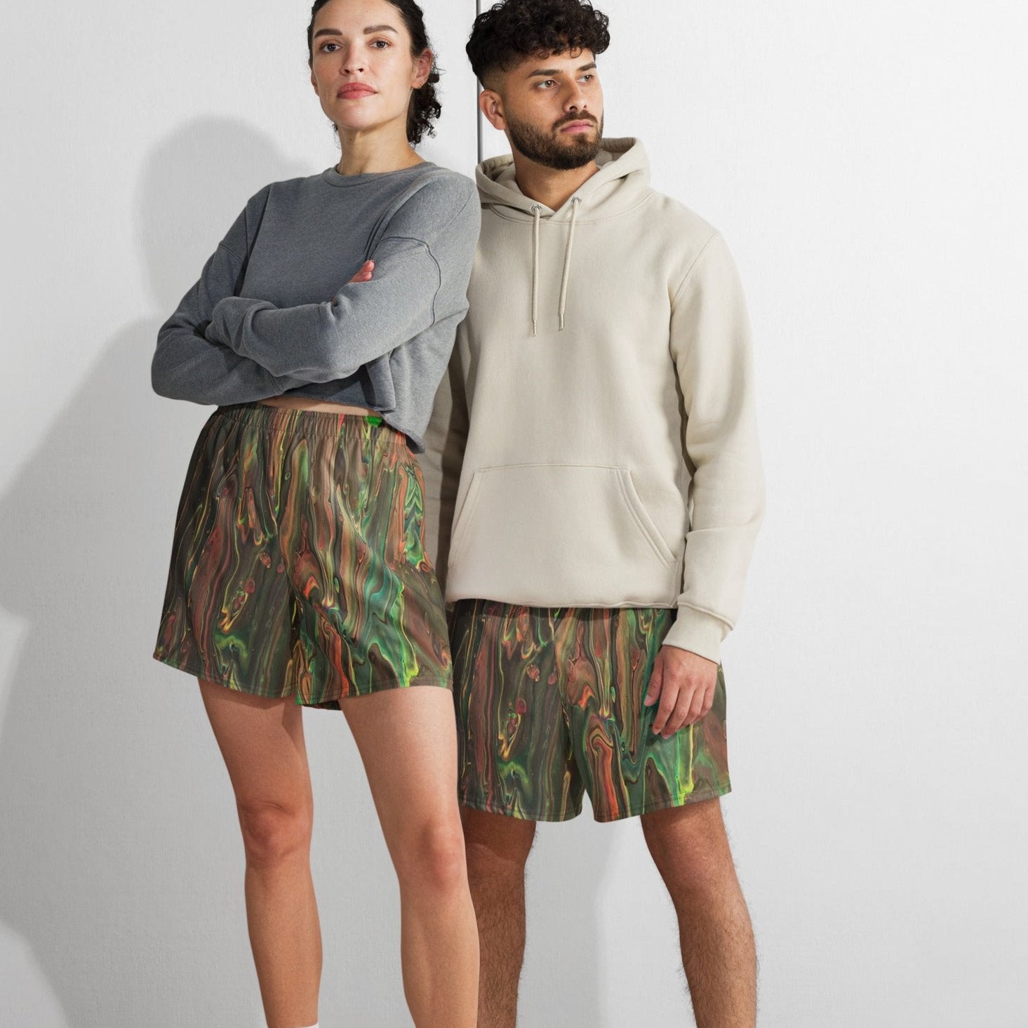 Forest Unisex Athletic Long Shorts - Original Art Design - New Take on Camouflage