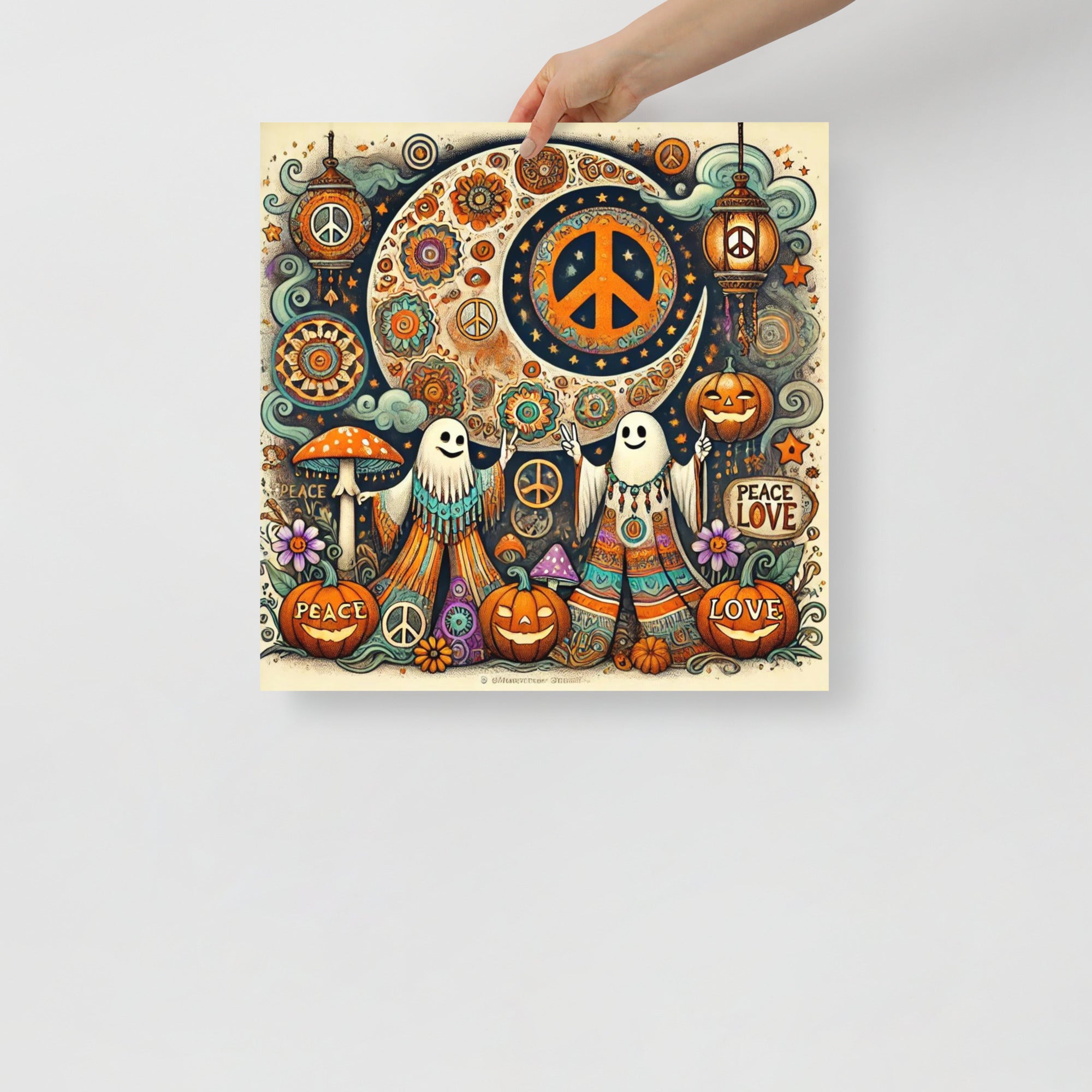 Hippie Halloween Poster - Fun and Funky Groovy Ghosts