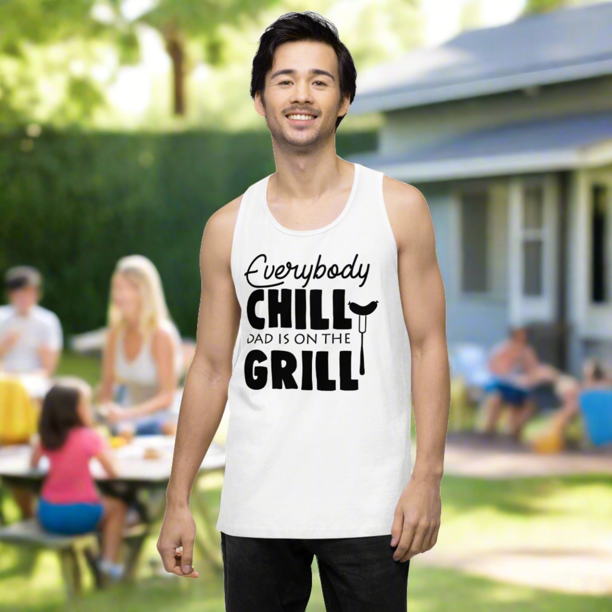 BBQ - Everybody Chill, Dad is On the Grill - Men’s premium tank top