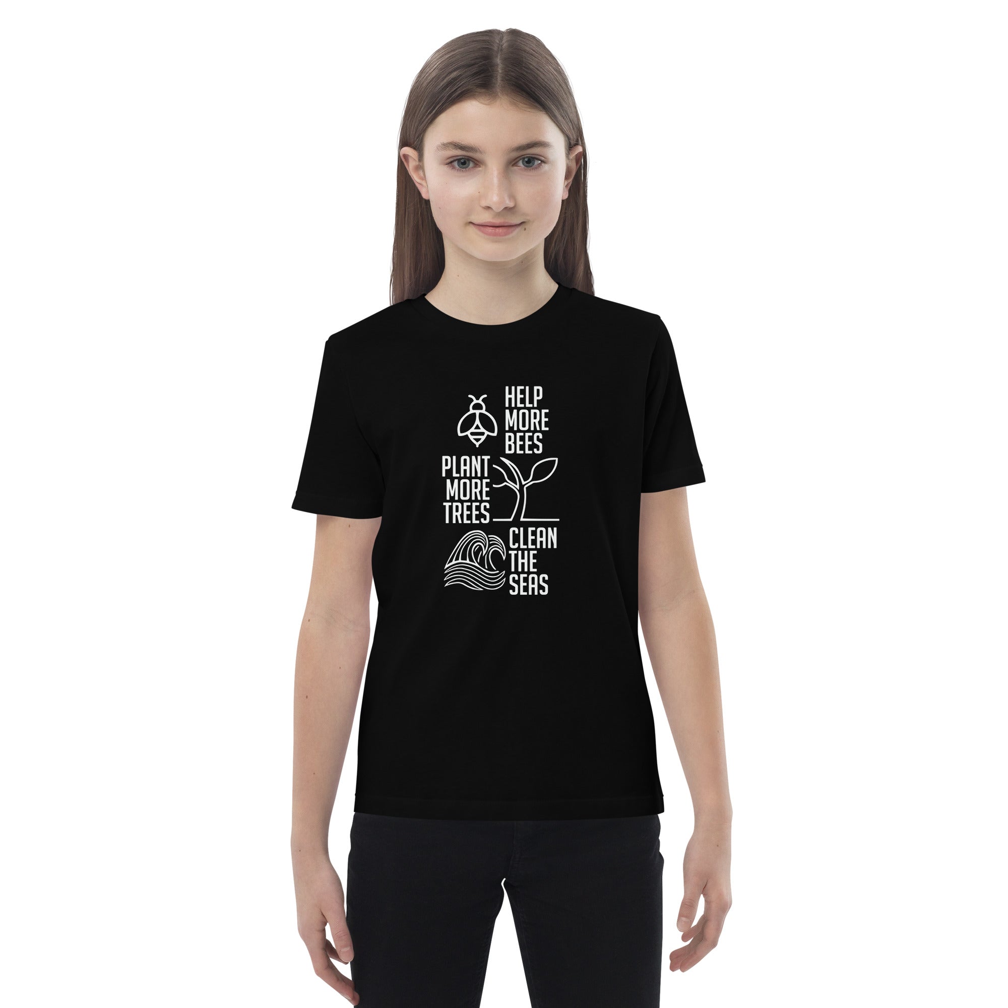 Bees Trees Seas Collection - Help More Bees, Plant More Trees, Clean The Seas - Organic cotton kids t-shirt