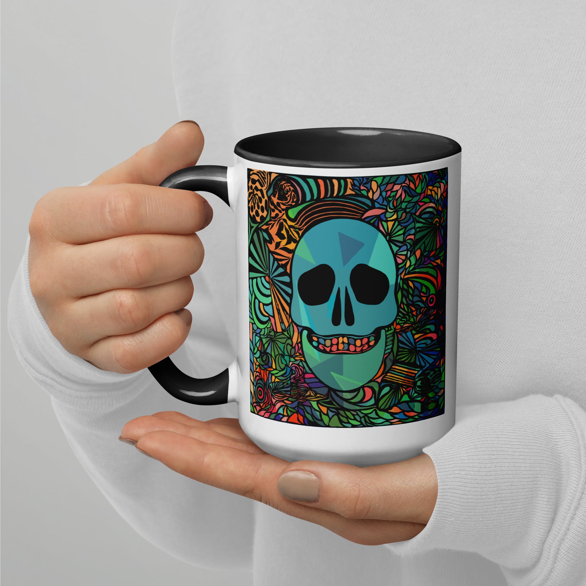 Psychedelic Skull Mug with Color Inside