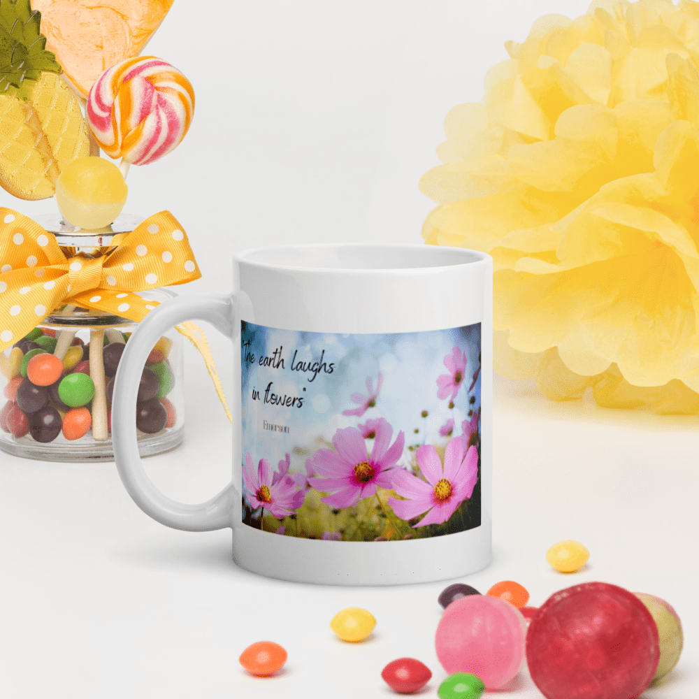 Hippie Soul Shop 11oz The earth laughs in flowers (Emerson) - White Glossy Mug