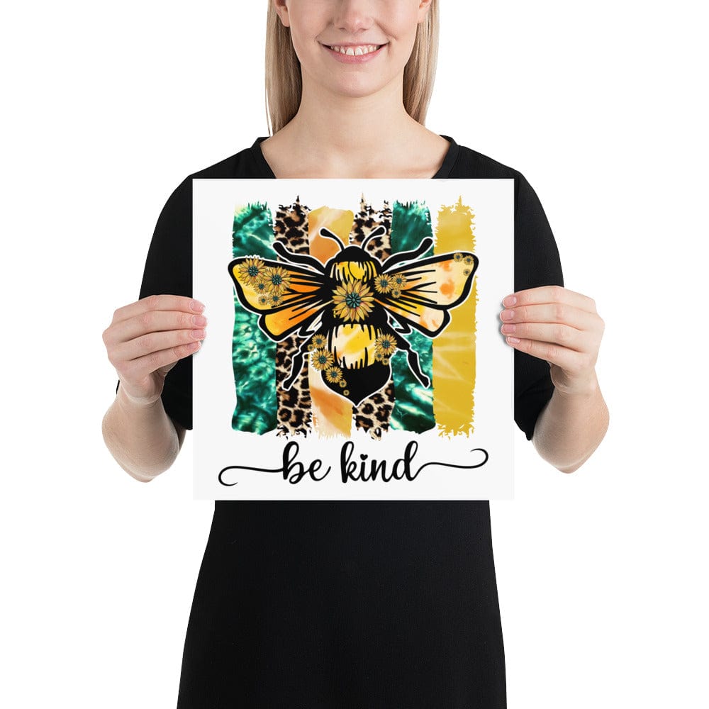 Hippie Soul Shop 12″×12″ Be Kind - Colorful bee image for this important message - Poster