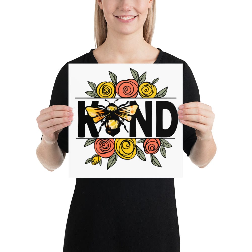 Hippie Soul Shop 12″×12″ Be Kind - Cute image "bee kind" - Poster