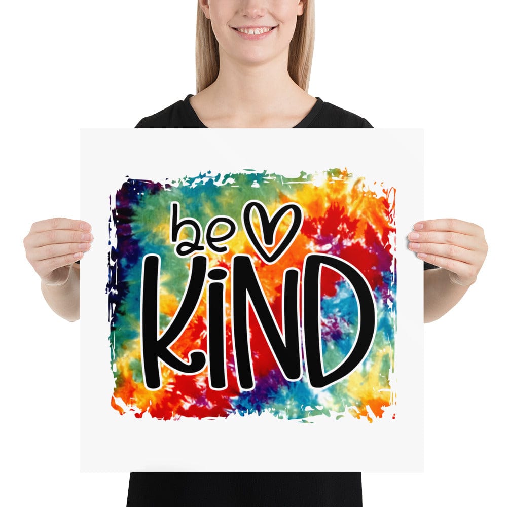 Hippie Soul Shop 18″×18″ Be Kind - Colorful rainbow background for this important message - Poster