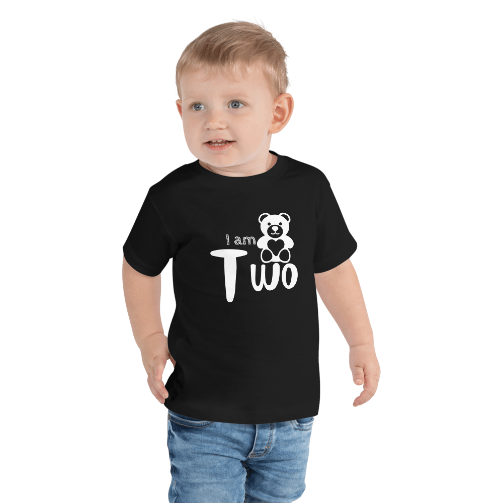 Hippie Soul Shop 2T I am Two - With sweet teddy bear image - Toddler Short Sleeve Tee
