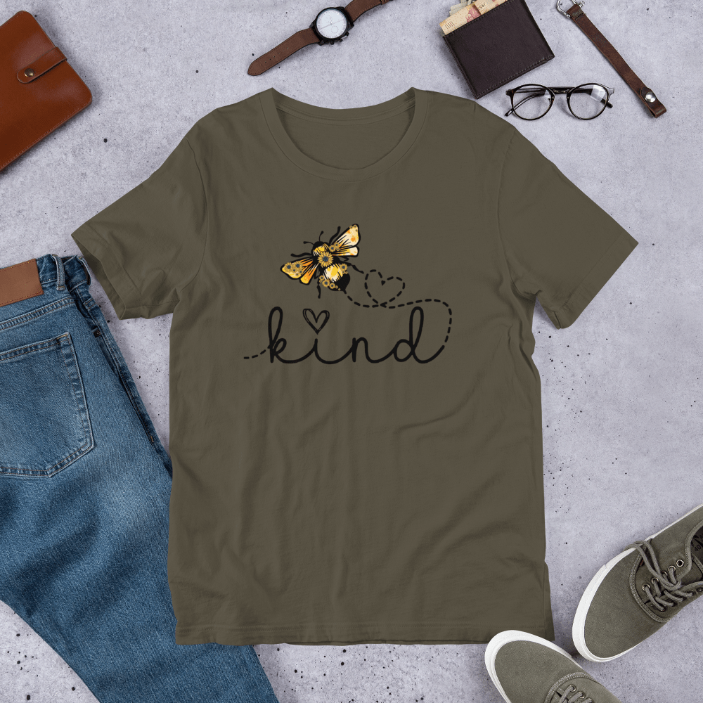 Hippie Soul Shop Army / S Be Kind - Adorable image for this important message - Short-Sleeve Unisex T-Shirt