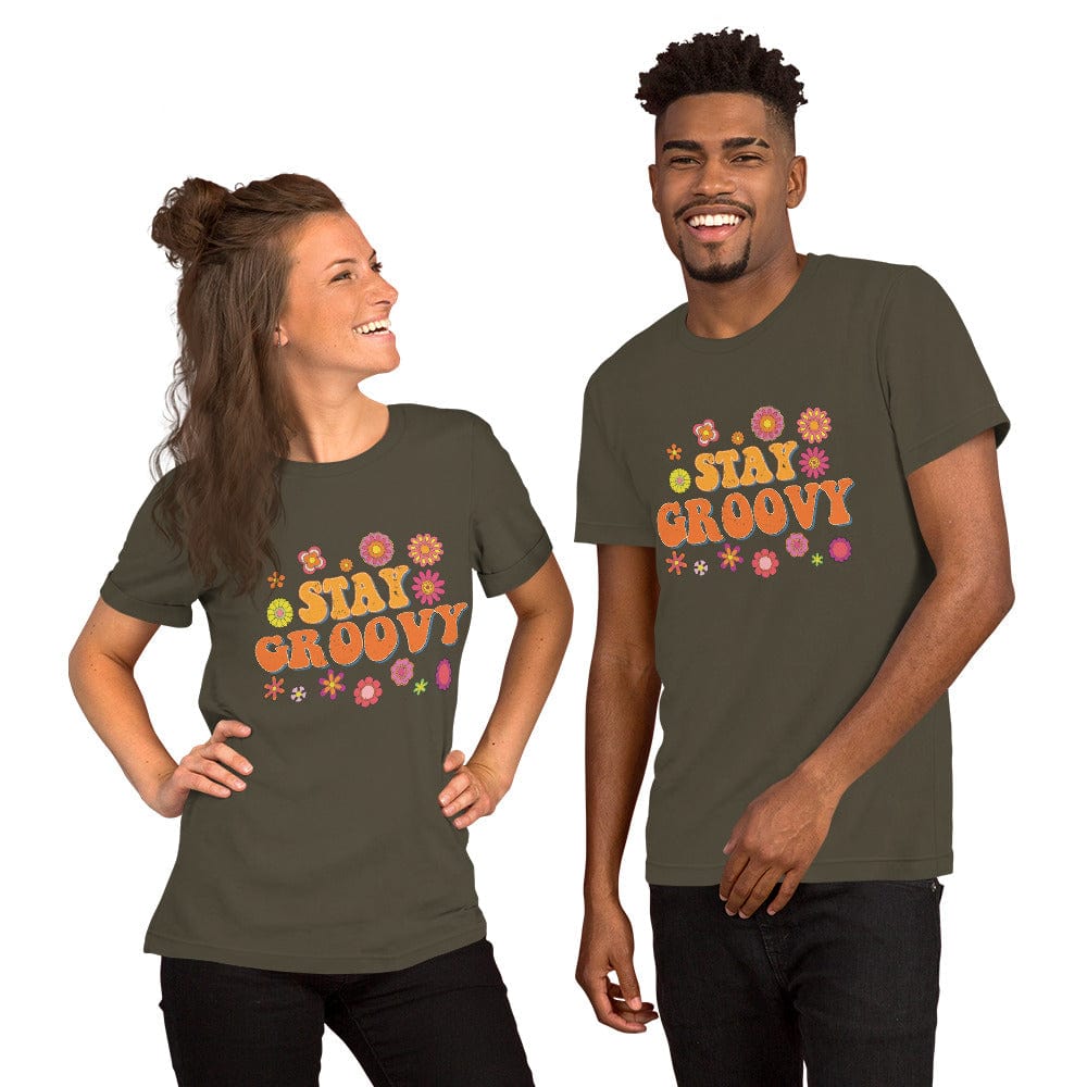 Hippie Soul Shop Army / S Stay Groovy - Colorful fun design - Unisex t-shirt