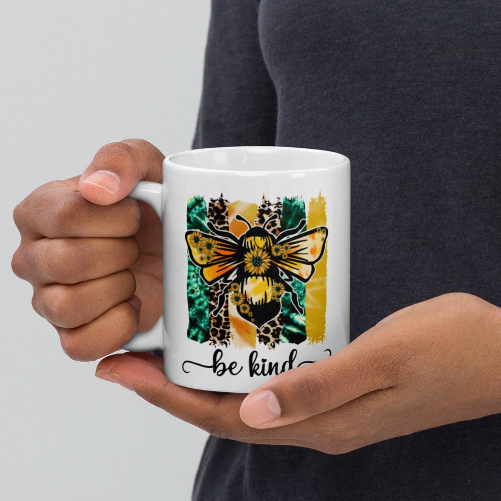 Hippie Soul Shop Be Kind - Colorful bee image for this important message - White Glossy Mug