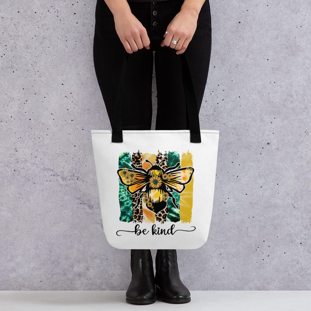 Hippie Soul Shop Black Be Kind - Colorful bee image for this important message - Tote Bag