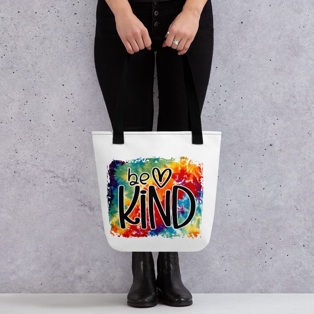 Hippie Soul Shop Black Be Kind - Colorful rainbow background for this important message - Tote Bag