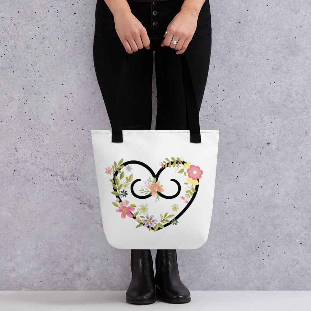 Hippie Soul Shop Black Hearts and Flowers 1 - Such a pretty combination - Tote Bag