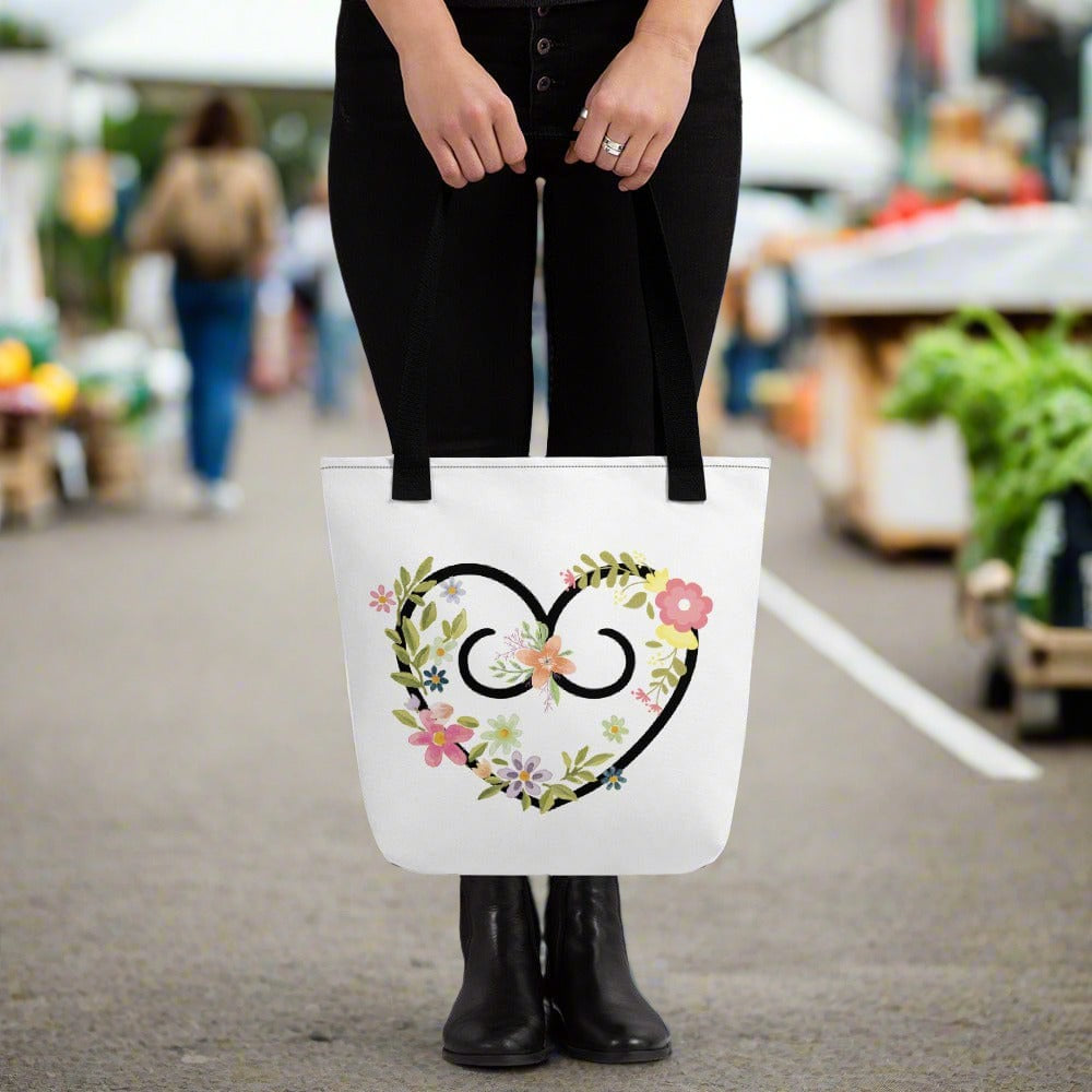 Hippie Soul Shop Black Hearts and Flowers 1 - Such a pretty combination - Tote Bag