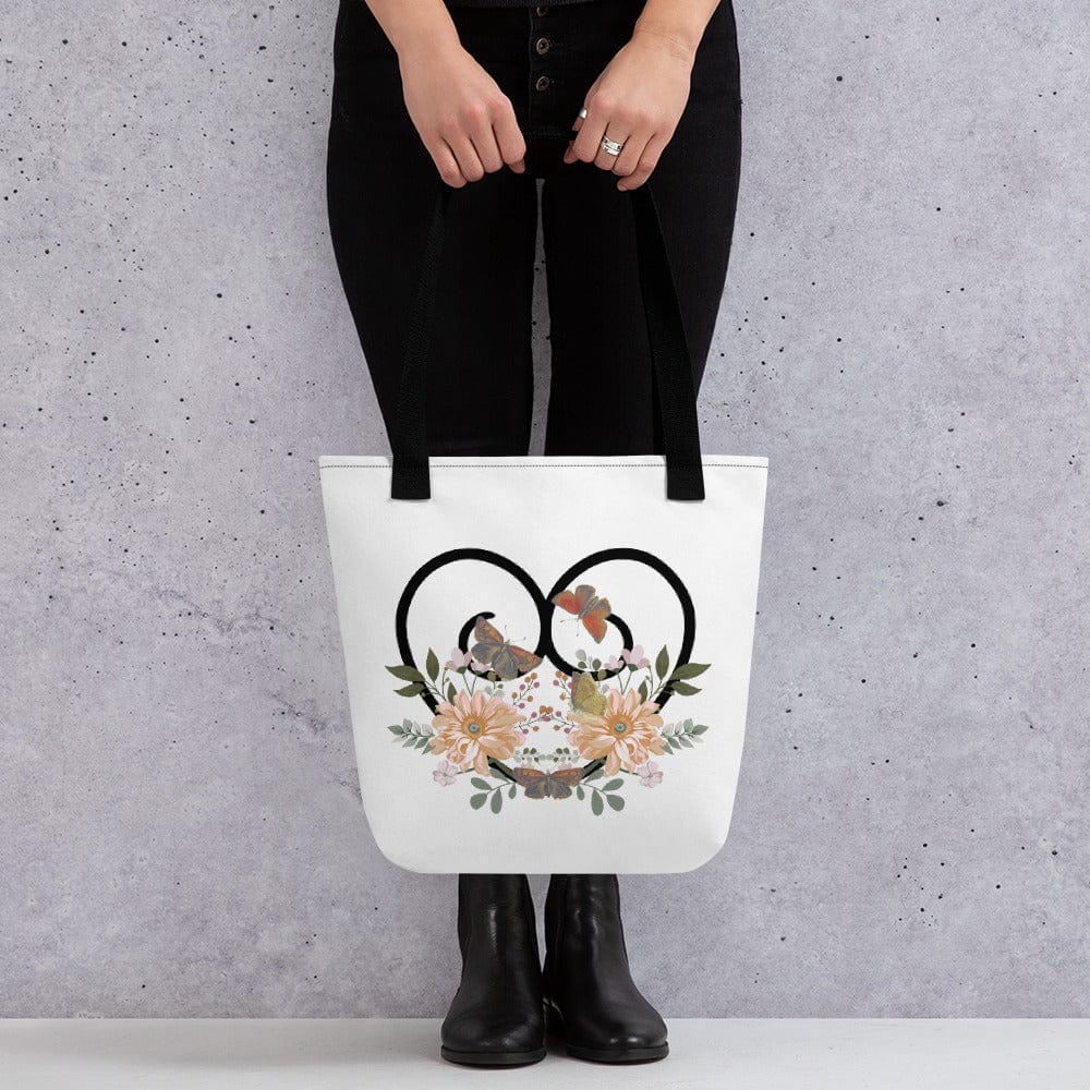 Hippie Soul Shop Black Hearts and Flowers 2 - With butterflies - Tote Bag