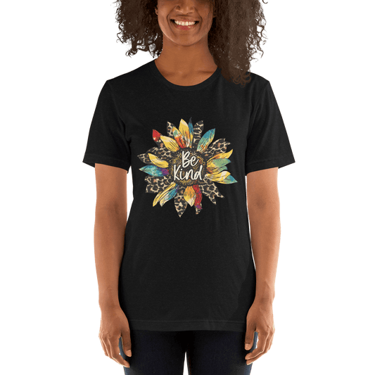 Hippie Soul Shop Black Heather / XS Be Kind - With beautiful image for this important message - Short-Sleeve Unisex T-Shirt