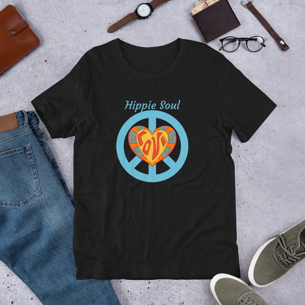 Hippie Soul Shop Black Heather / XS Hippie Soul - With fun peace sign and love design - Short-sleeve unisex t-shirt