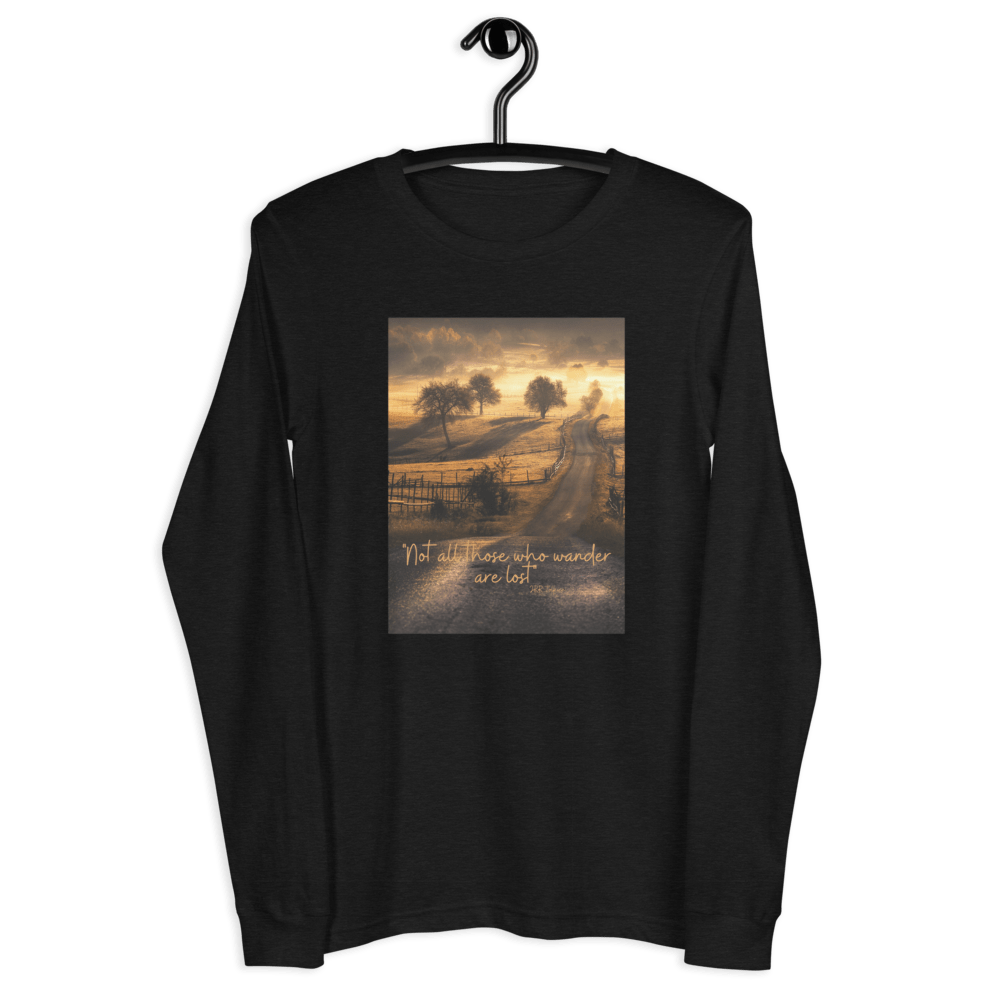 Hippie Soul Shop Black Heather / XS Not All Those Who Wander Are Lost (JRR Tolkien) - Unisex Long Sleeve Tee