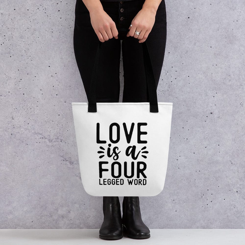 Hippie Soul Shop Black Love is a Four Legged Word - Great design for dog lovers - Tote Bag