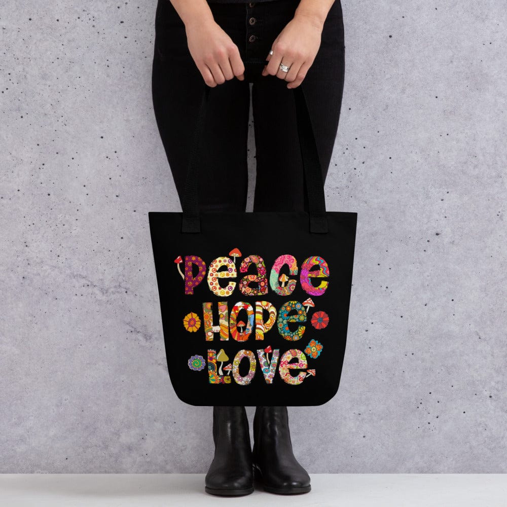 Hippie Soul Shop Black Peace Hope Love - Tote Bag