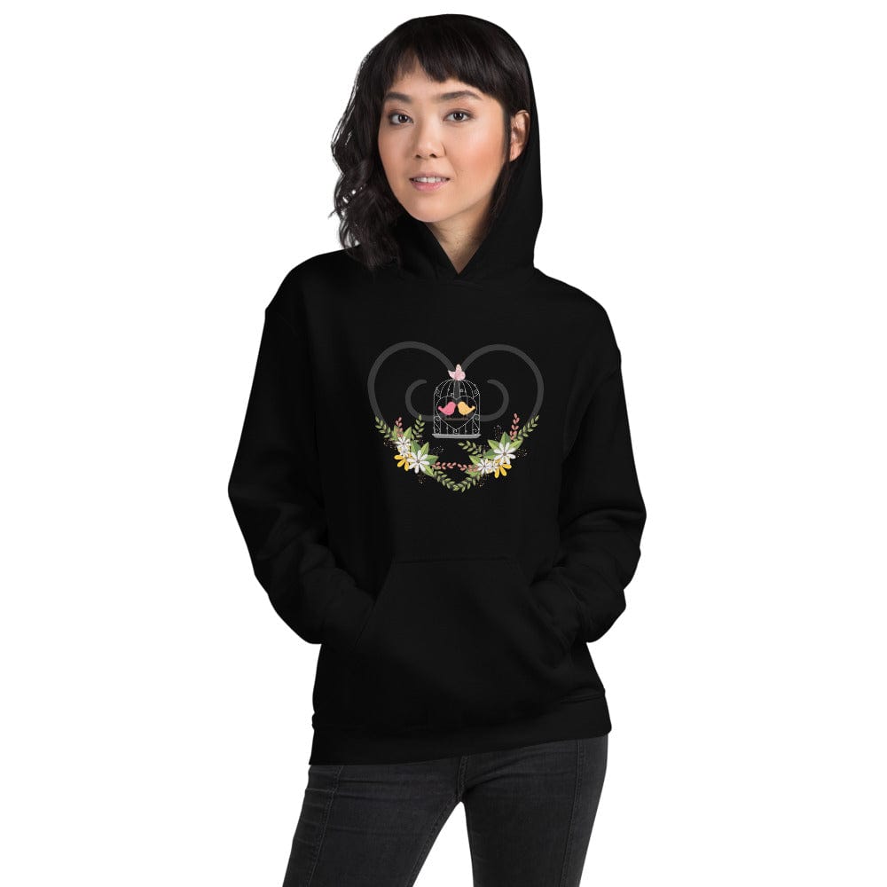 Hippie Soul Shop Black / S Hearts and Flowers 4 - With love birds - Unisex Hoodie