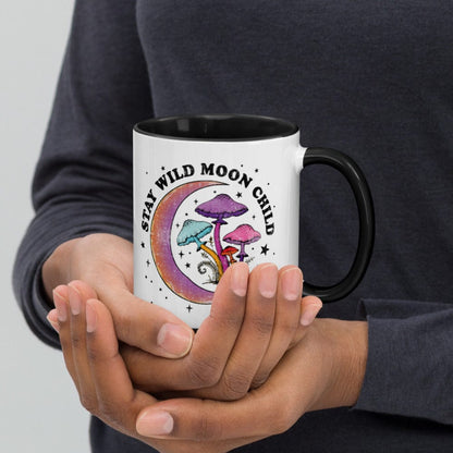 Hippie Soul Shop Black Stay Wild Moon Child - Pretty fun design - Mug with Color Inside