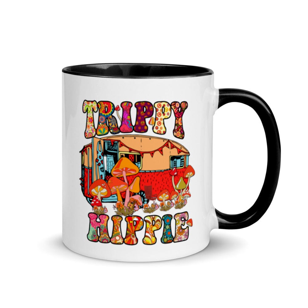 Hippie Soul Shop Black Trippy Hippie - Cute hippie vibe camper design - Mug with Color Inside