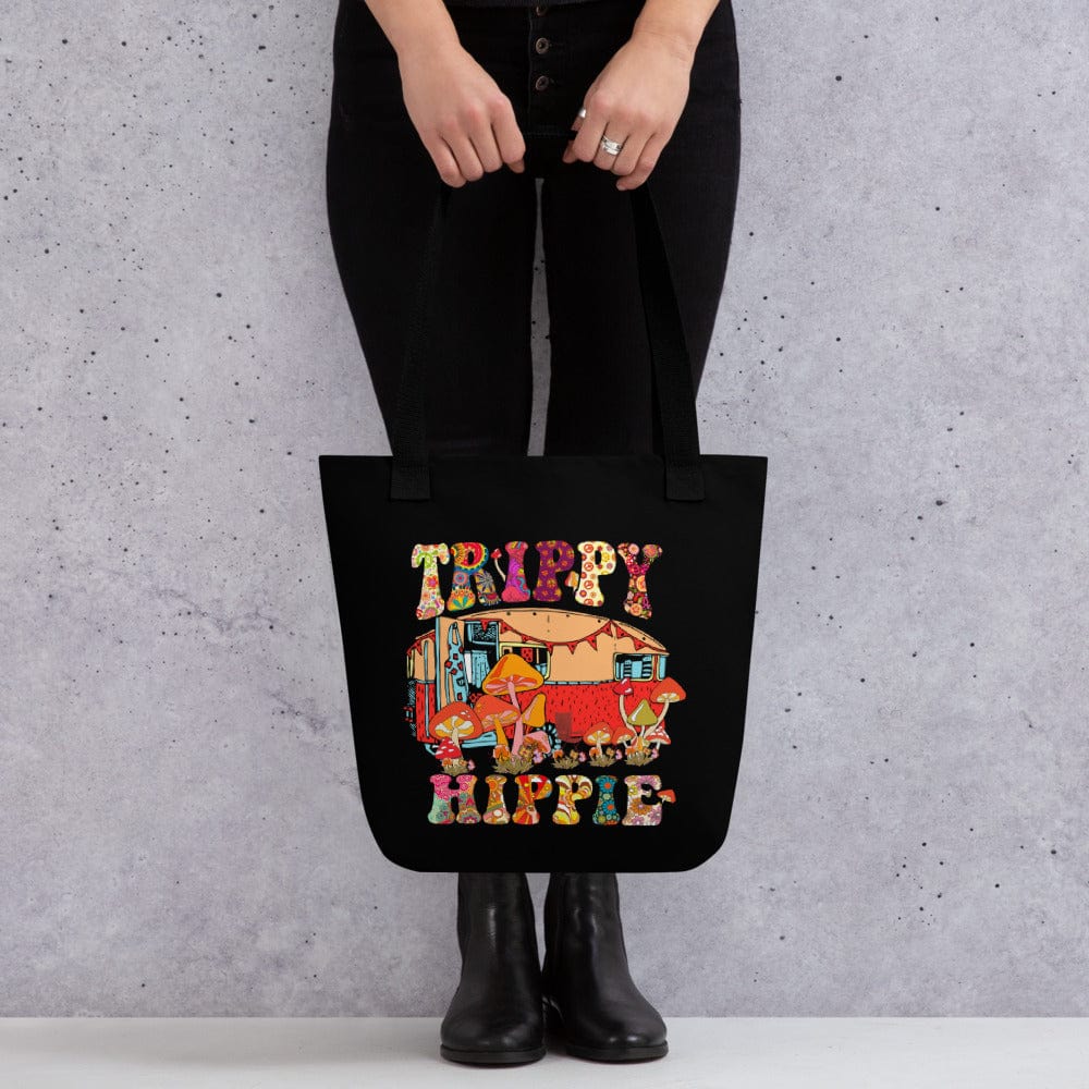Hippie Soul Shop Black Trippy Hippie - Cute hippie vibe camper design -Tote Bag