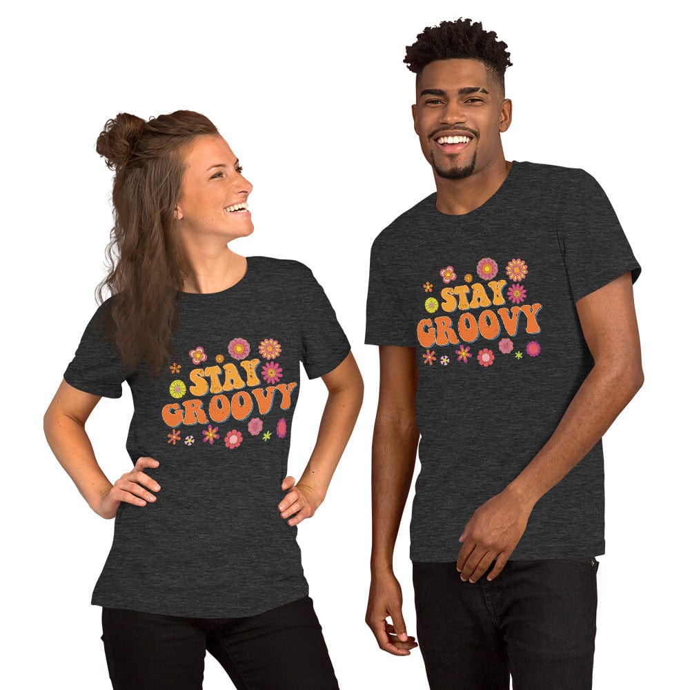 Hippie Soul Shop Dark Grey Heather / XS Stay Groovy - Colorful fun design - Unisex t-shirt