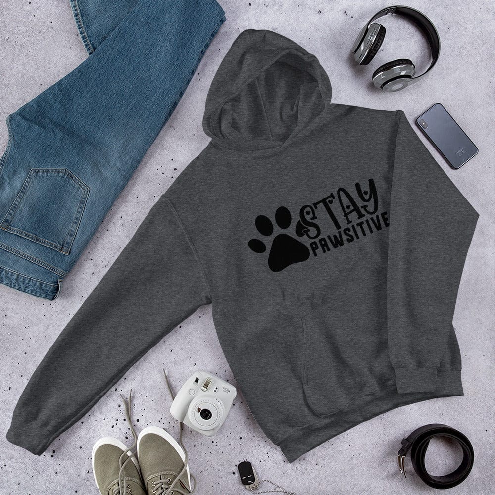 Hippie Soul Shop Dark Heather / S Stay Pawsitive - Fun design with a positive message - Unisex Hoodie