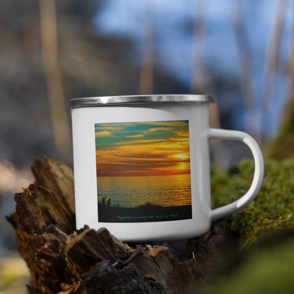 Hippie Soul Shop Happiness is a big fish...and a witness! - Enamel Mug