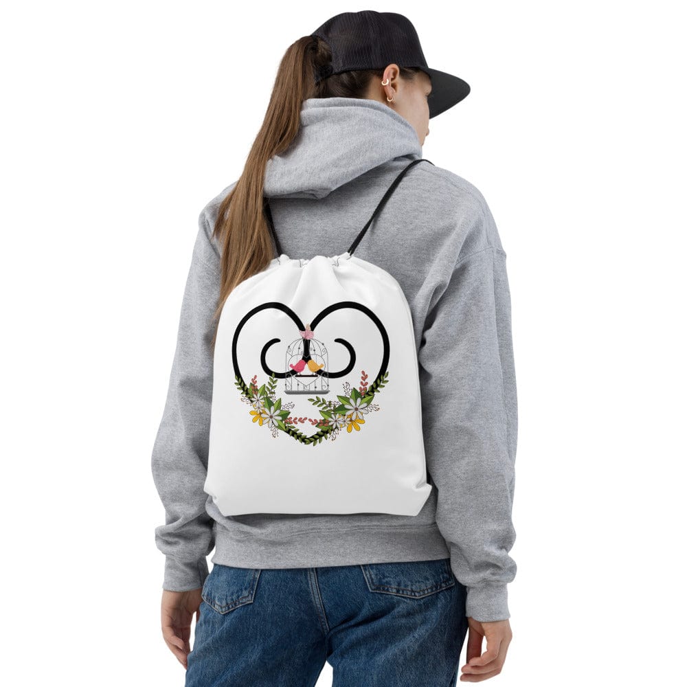 Hippie Soul Shop Hearts and Flowers 4 - With love birds - Drawstring Bag