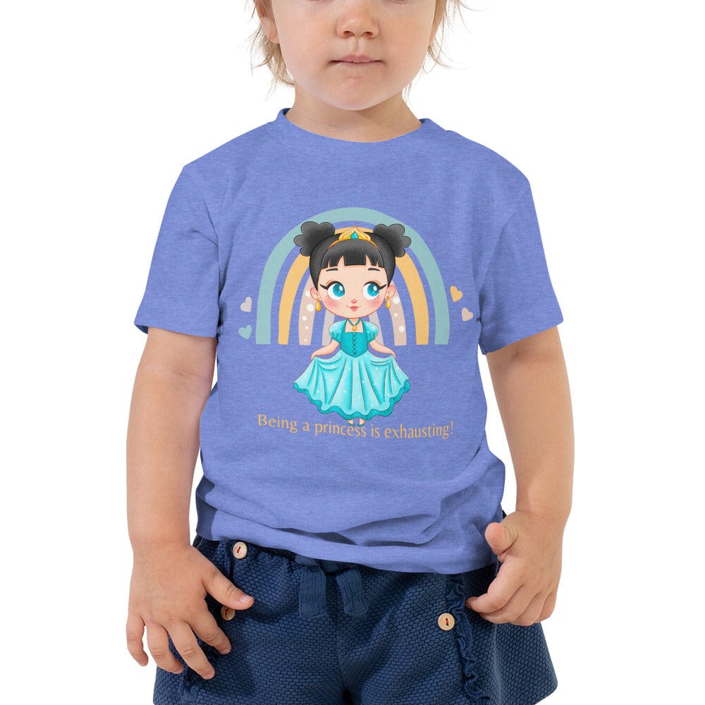 Hippie Soul Shop Heather Columbia Blue / 2T Being a Princess is Exhausting! - Toddler Short Sleeve Tee