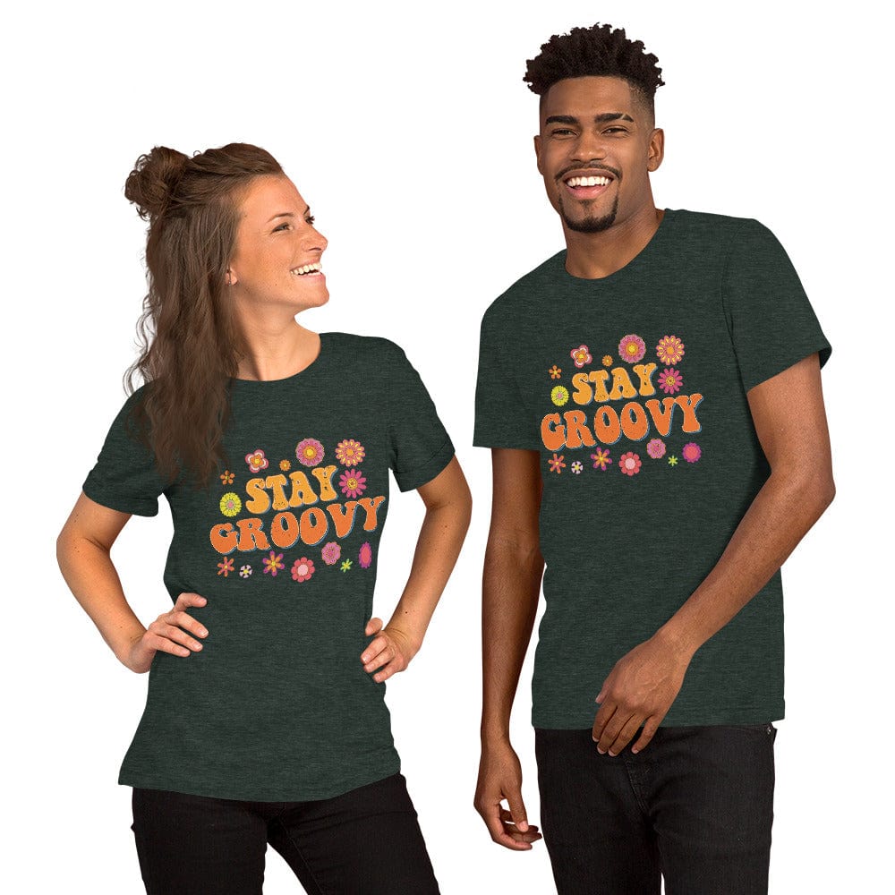 Hippie Soul Shop Heather Forest / S Stay Groovy - Colorful fun design - Unisex t-shirt