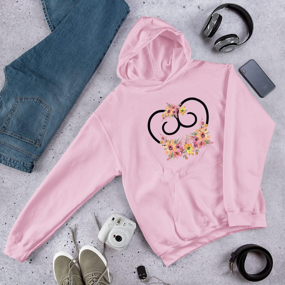 Hippie Soul Shop Light Pink / S Hearts and Flowers 5 - With butterfly - Unisex Hoodie