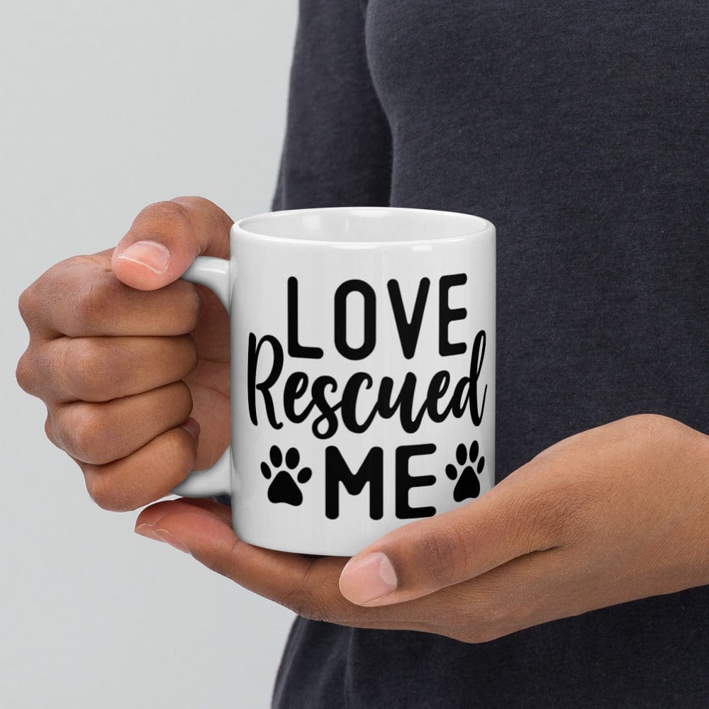 Hippie Soul Shop Love Rescued Me - For all the rescue dog owners - White Glossy Mug