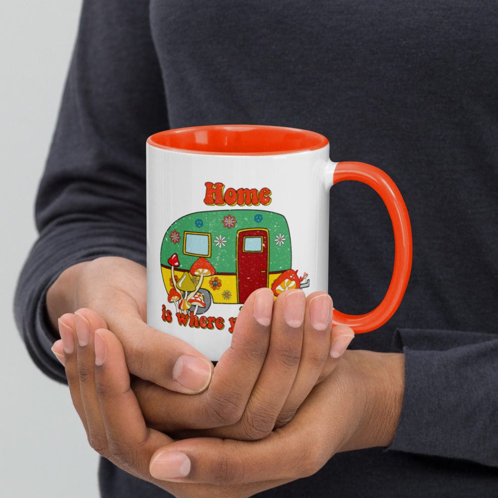 Hippie Soul Shop Orange Home is Where You Park It - Mug with Color Inside